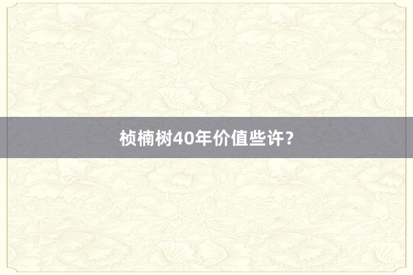 桢楠树40年价值些许？